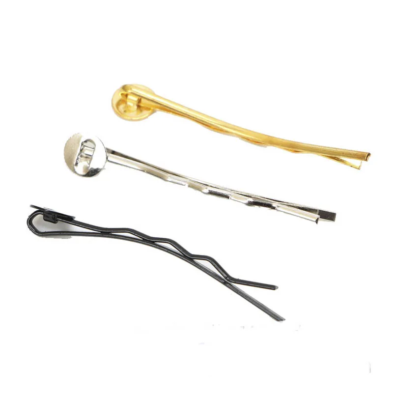 

20pcs 45mm Hair Clip Setting Rhodium Gold Black color Diy Hair Clips Blank Hairpin Base Fit 7/8mm Cabochon Cameo Blanks