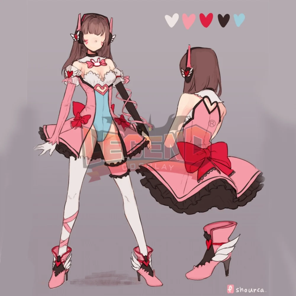 Туфли для косплея magic girl D.va розовые обувь dva на заказ d.va | Тематическая одежда и