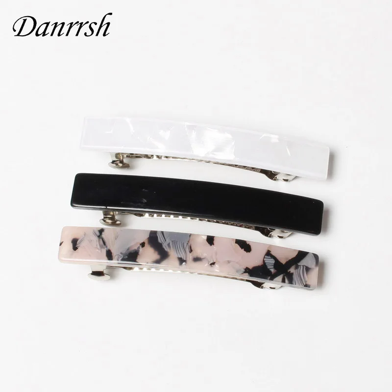 Набор из трех базовых акриловых заколок розового жемчуга и черного цвета