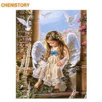 chenistory angel rabbit diy painting by numbers gift coloring by numbers picture on wall acrylic paint by numbers inner framed