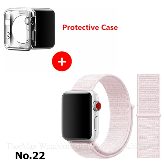 22-Pearl Pink Ремешок для Apple Watch Series 4 3 2 1 38 мм 42 мм нейлоновый мягкий дышащий браслет сменный ремешок Спортивная петля для iwatch 4 40 мм 44 мм - Цвет ремешка: 22-Pearl Pink