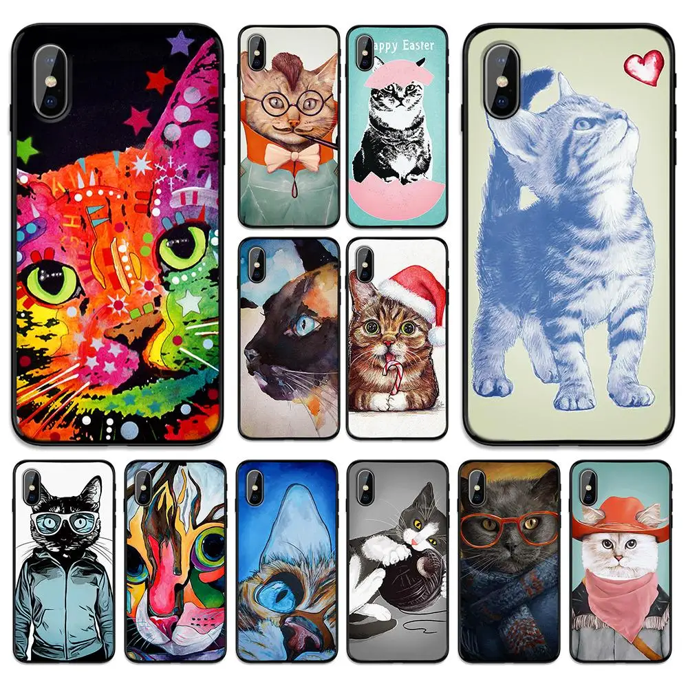 Мультяшный арт Кот Рождественский пейзаж мягкая термополиуретановая крышка