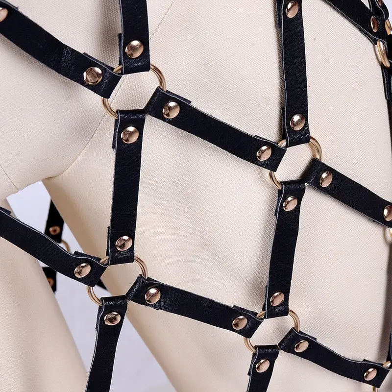 Женский кожаный ремень в стиле Харадзюку черная ажурная Регулируемая поясная