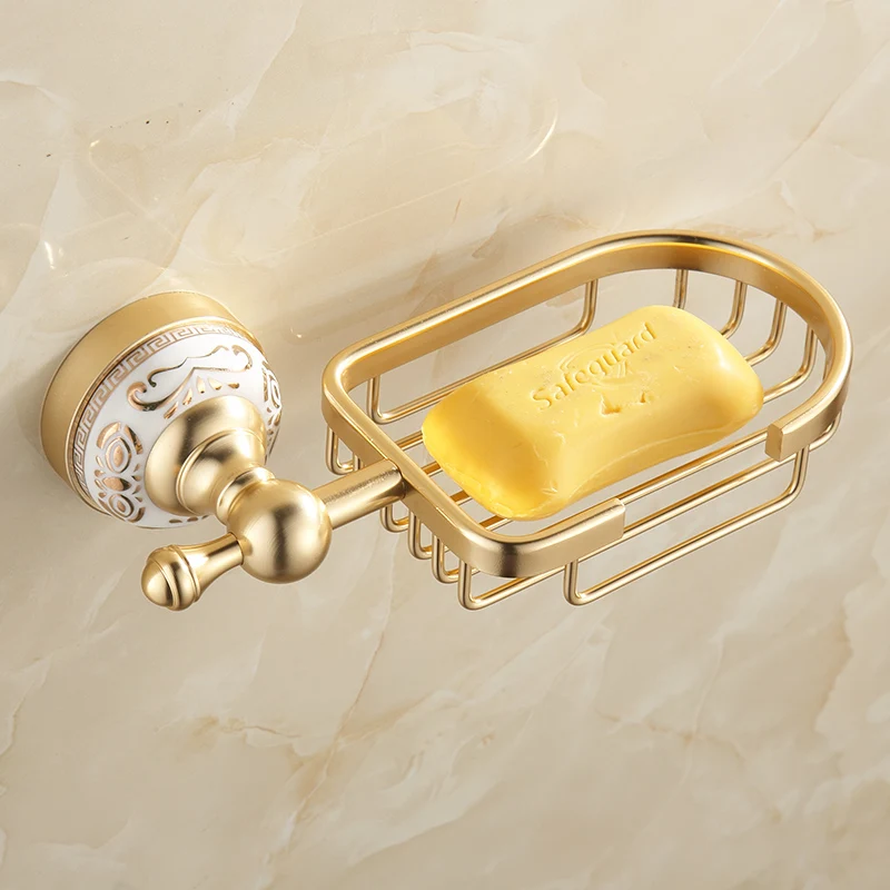 Fapully Золотая космическая алюминиевая корзина для душа керамическая мыльница