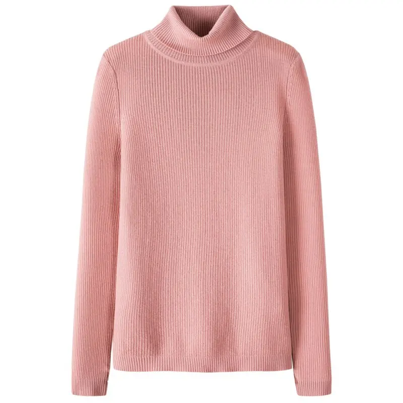 Pink SEMIR женский облегающий свитер с высоким воротом в рубчик, Женский вязаный свитер из шерсти в классическом стиле на осень и зиму - Цвет: Pink