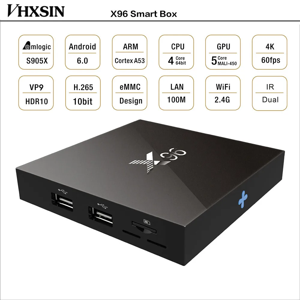 VHXSIN 10 шт./лот X96 2 Гб 16 четырехъядерный Amlogic S905X Android 6 0 Marshmallow TV Box WIFI 4K * 2K IPTV Smart