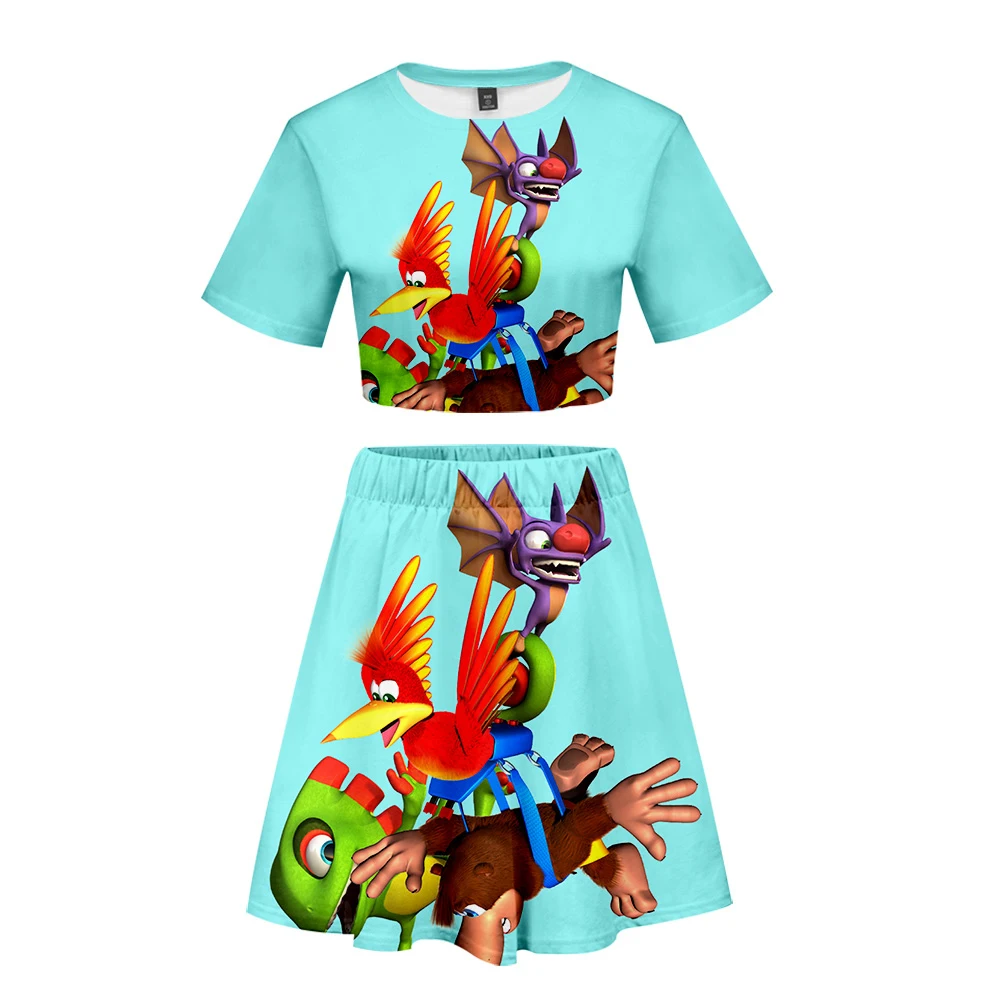 Комплект женский летний из юбки и футболки с 3D принтом| |