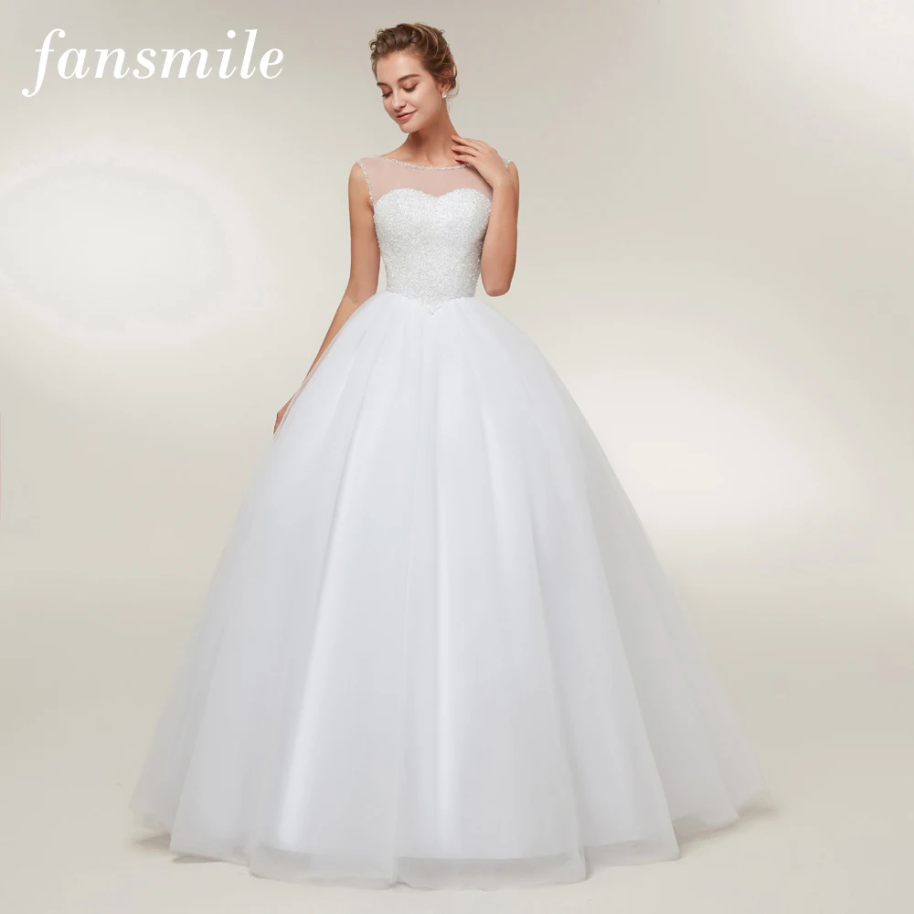 

Женское свадебное платье Fansmile, роскошное бальное платье с кристаллами, индивидуальный пошив, 2020