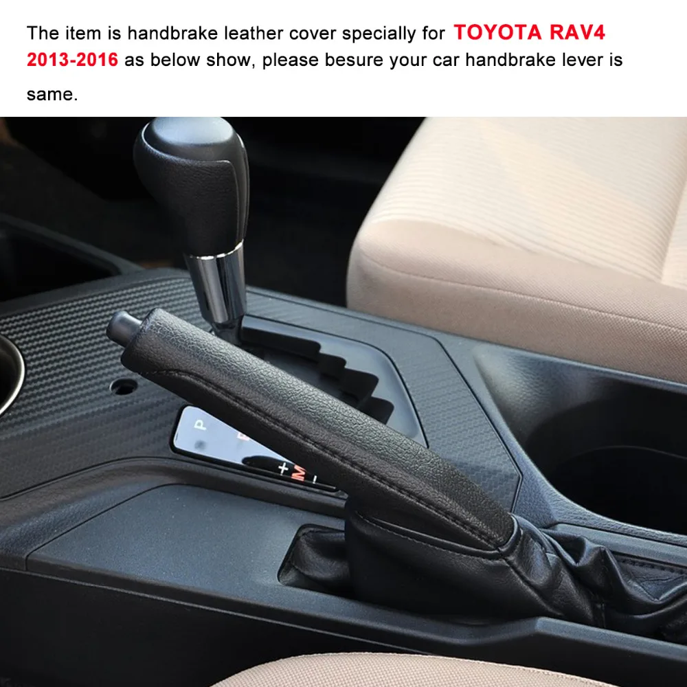 

Yuji-Hong Car Handbrake Covers Case for Toyota RAV4 2013-2016 Genuine Leather Handbrake Grips Car-styling Auto Cover