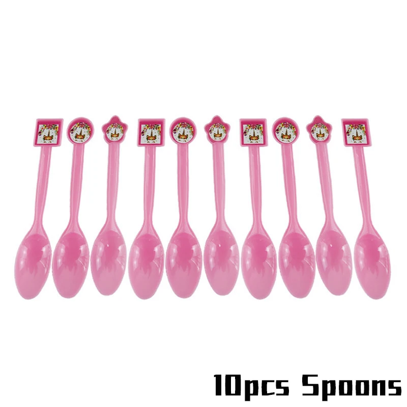 10pcs Plastic Spoons Единорог вечерние поставки розовый Радуга баннер Единорог тарелки воздушные шары салфетка обертка для кексов детские душ украшения для детского дня рождения - Цвет: 10pcs Plastic Spoons