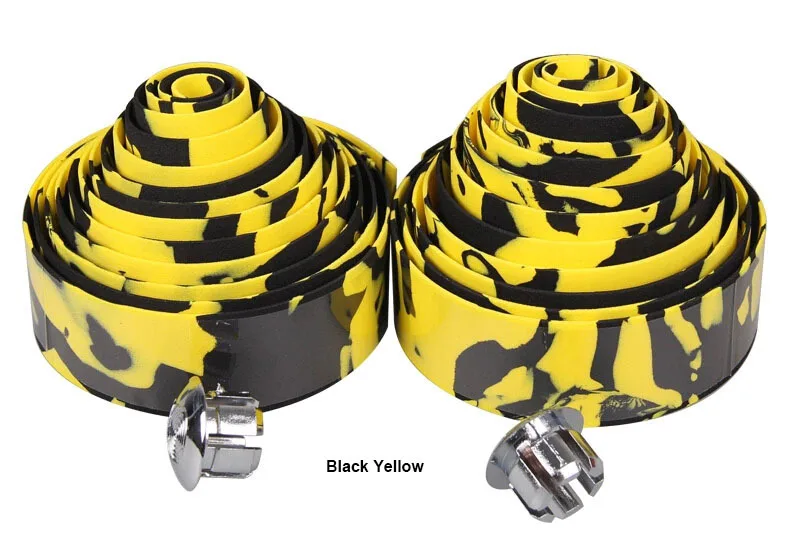 Black Yellow Новое поступление велосипедная ручка ремень дорожная лента для руля велосипеда обёрточная лента 1,95 м 30*2,5 мм велосипедная лента с 2 пробками - Цвет: Black Yellow
