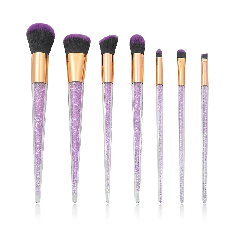 7pcs purple 7 шт блеск Кристальные кисти для макияжа розовый бусины в виде конфет порошок блендер для век Макияж комплект для подсветки складки косметический набор - Handle Color: 7pcs purple