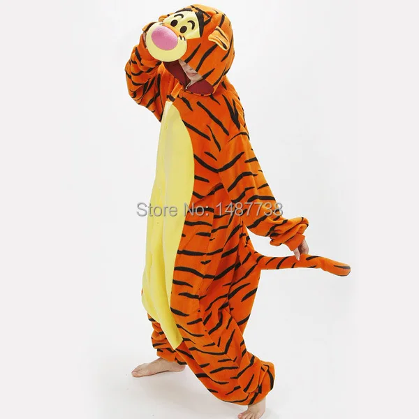 Kigurumi Lovely Tiger Onesie Costume Cosplay Winter Pyjamas Tigger Pajamas Sleepsuit Sleepwear