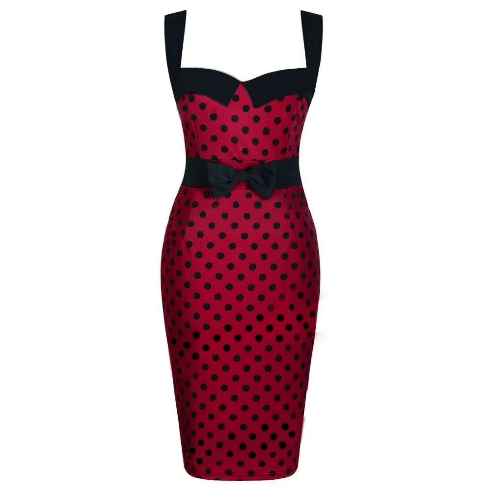 Красное платье в горошек на бретелях-спагетти без бретелек с открытой спиной