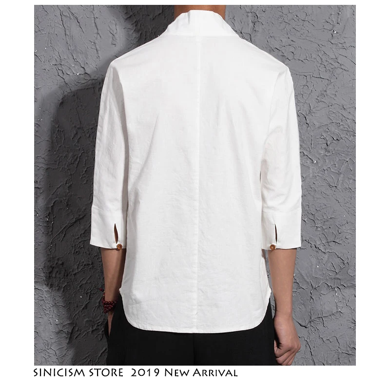 Sinicism Store мужские хлопковые льняной Топ Харадзюку мужские летние однотонные уличные модные белые футболки мужские летние футболки