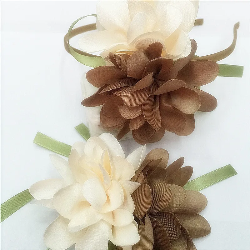 1 цвет однотонный Шифоновый Цветок на голову для девочек повязка волос