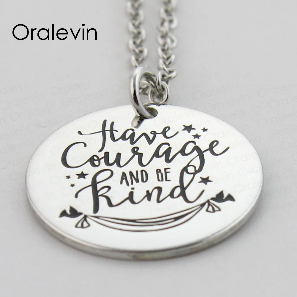 Wholesale Have Courage and Be Kind Engraved Pendant Necklace Baby Christmas Gift Jewelry 10Pcs/Lot #LN352 | Украшения и