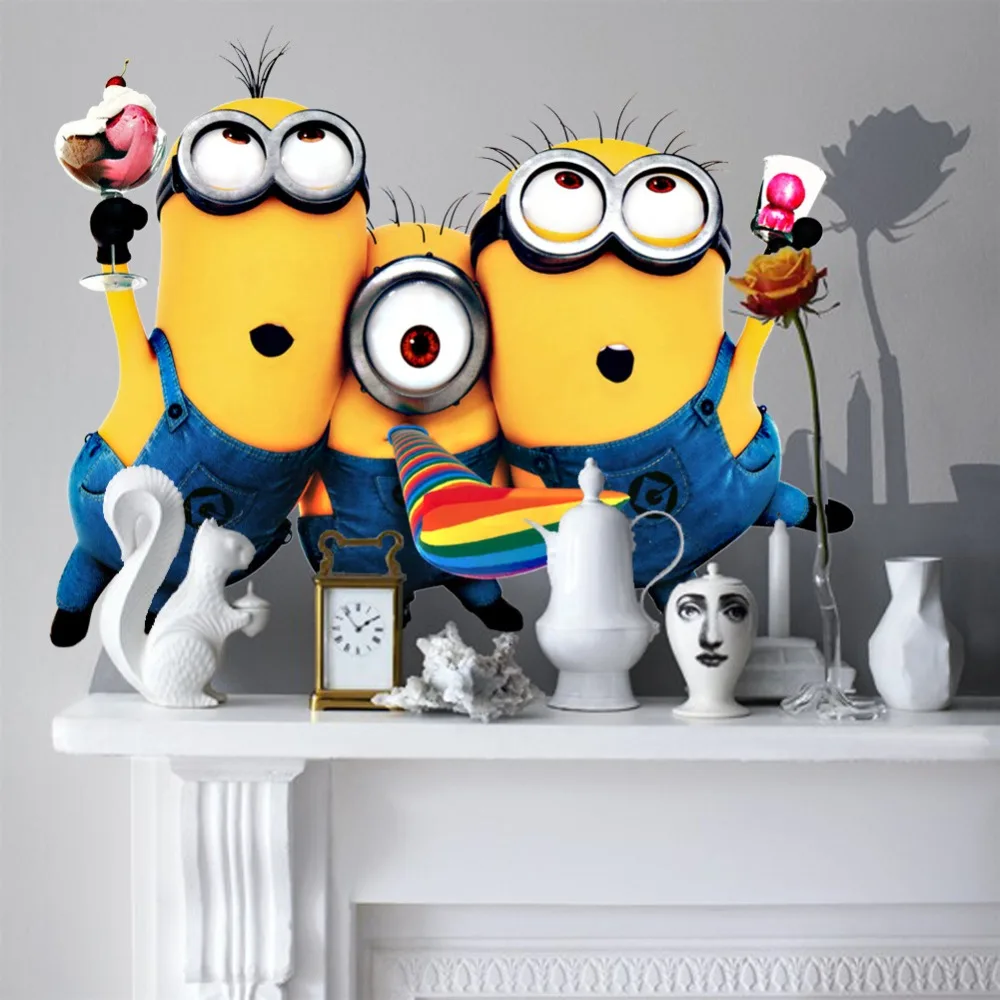 Гадкий я 2 милые Миньоны настенные наклейки для детских комнат ZooYoo1406
