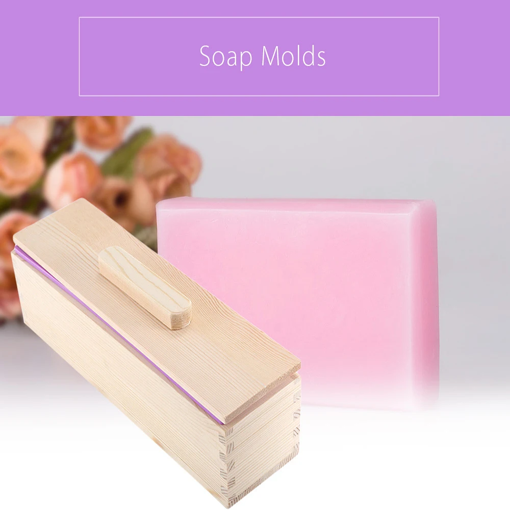 Eco friendly 1200/900g прямоугольная силиконовая форма кусок мыла прессформы деревянная