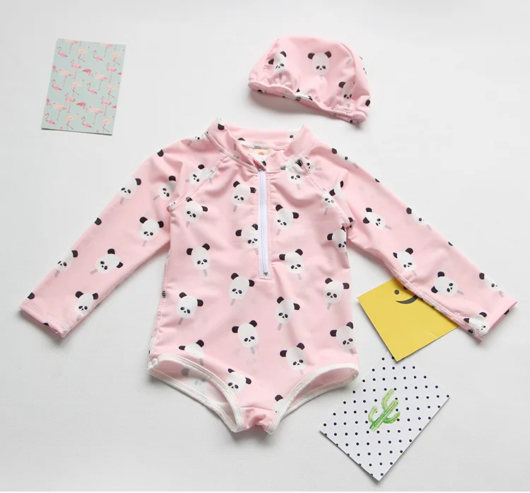 panda UPF 50+, детский купальный костюм, Летний Бикини для маленьких девочек купальный костюм с длинными рукавами и рисунком глаза панды, купальный костюм для мальчиков, цельная одежда для плавания, Новинка - Цвет: panda