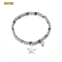 stainless steel star crystal charms bracelet for women boho round square beads bracelet accessory fashion jewelry 2020
