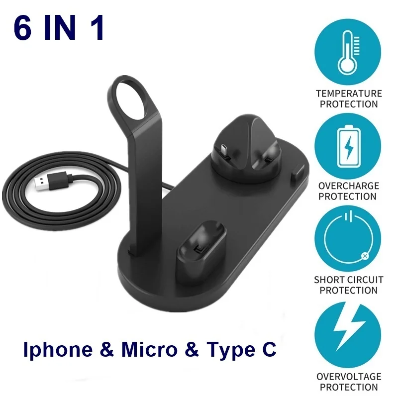 Tongdaytech 10 Вт Qi Беспроводное зарядное устройство док-станция для Iphone XS X 8 Plus 11 7 в 1 быстрое зарядное устройство для телефона для Apple Airpods Watch 5 4 3 2 1