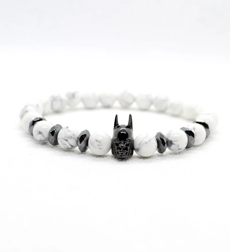 mens bracelets Браслет из натурального камня с бусинами, мужские ювелирные изделия Bileklik, браслеты с Бэтменом для женщин, Браслеты Mujer Braclet, модные аксессуары для мужчин - Окраска металла: mens bracelets