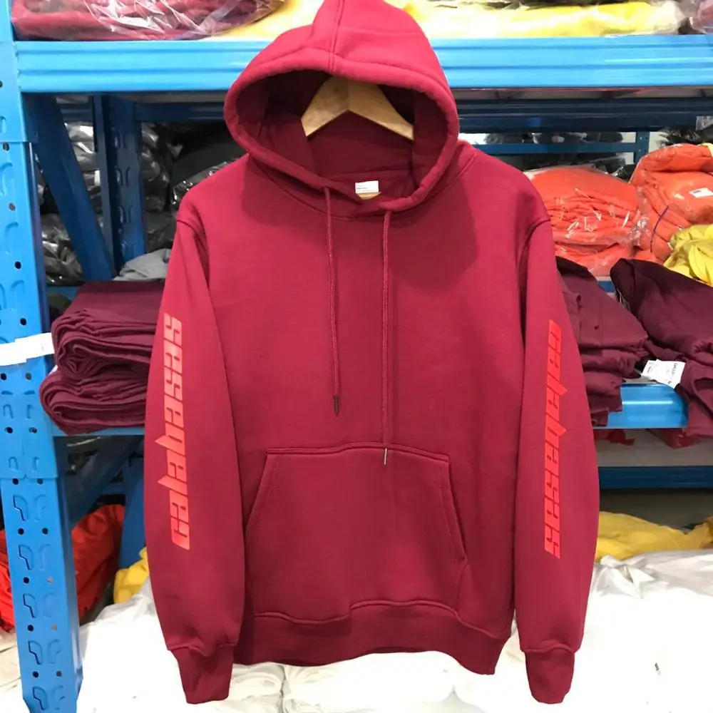 Высокое качество Feece сезон 4 Calabasas KANYE Западный худи пуловер Толстовка Оверсайз мужская женская брендовая одежда Толстовка с длинным рукавом - Цвет: Бургундия