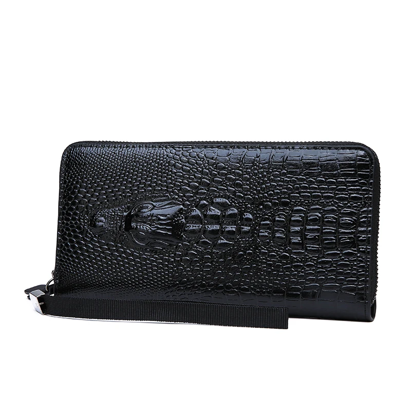 fashion men long wallet leather clutch bag male wallets crocodile pattern men zipper purse credit card holder phone bag purse free global shipping