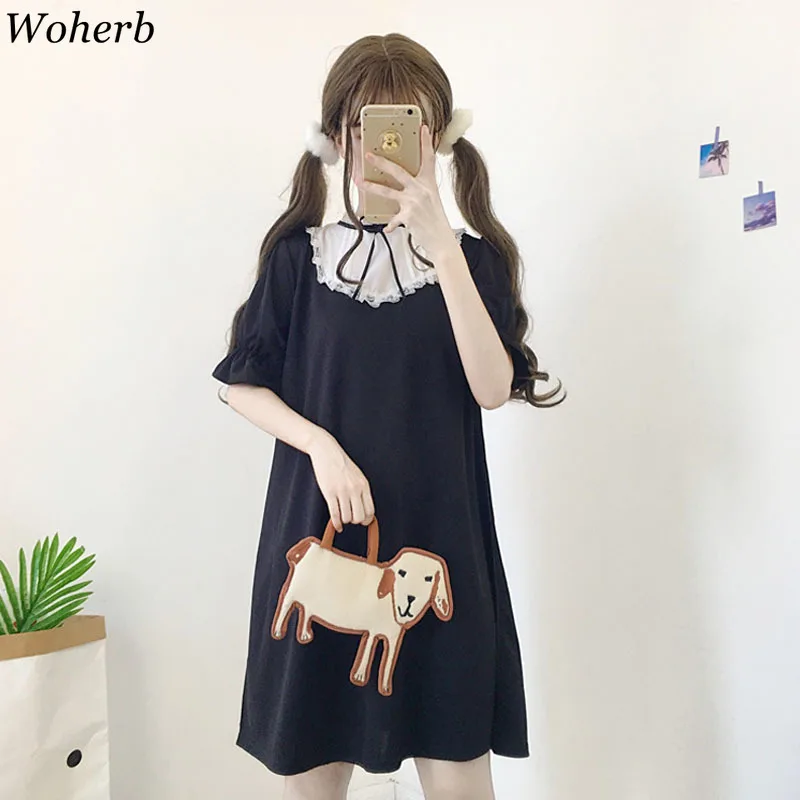 Woherb летнее милое Черное женское элегантное платье 2021 кружевные бандажные платья
