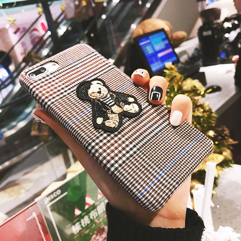GlamPhoneCase милый мультяшный вышитый медведь чехол для телефона iphone X 8 8plus 7 7plus 6 6plus 6S
