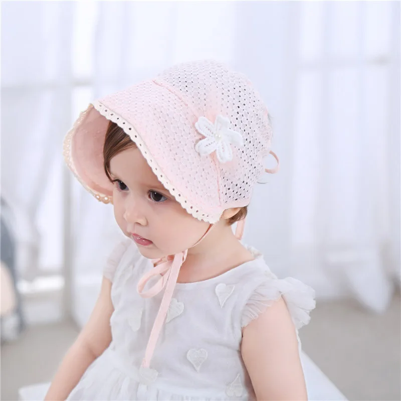 

Летняя дышащая детская шапочка, Милая Кружевная шляпа принцессы с бантом для маленьких девочек от 0 до 12 месяцев, милая разноцветная Солнцез...