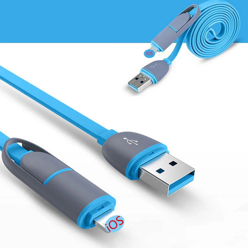Сетевое зарядное устройство с двойным портом EU 5 В 2 А 1 м Плетеный Micro usb-кабель 2-в-1