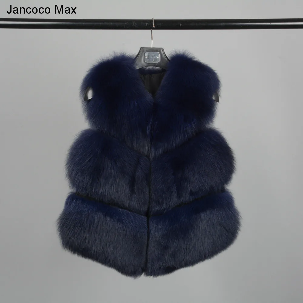Jancoco Max, женский жилет из натурального Лисьего меха, зимний теплый жилет высокого качества, 3 ряда, пальто без рукавов, модный жилет S7162