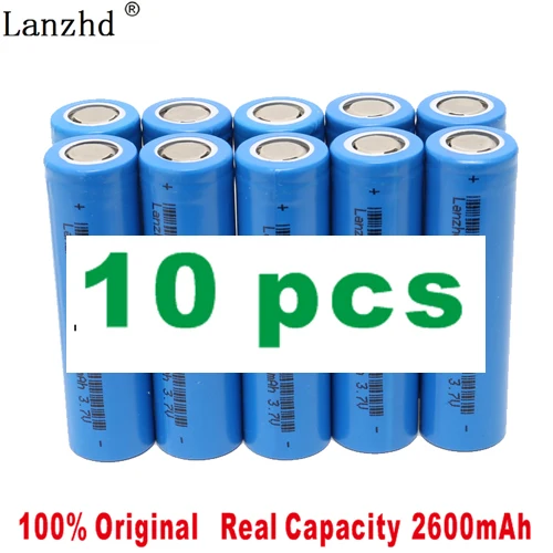 10 PCS-2600mAh Новые аккумуляторы 18650 2600 mah ICR18650 для samsung 18650 большой ток Перезаряжаемые литий-ионный аккумулятор для фонарика(10-40 шт - Цвет: 10 PCS-2600mAh