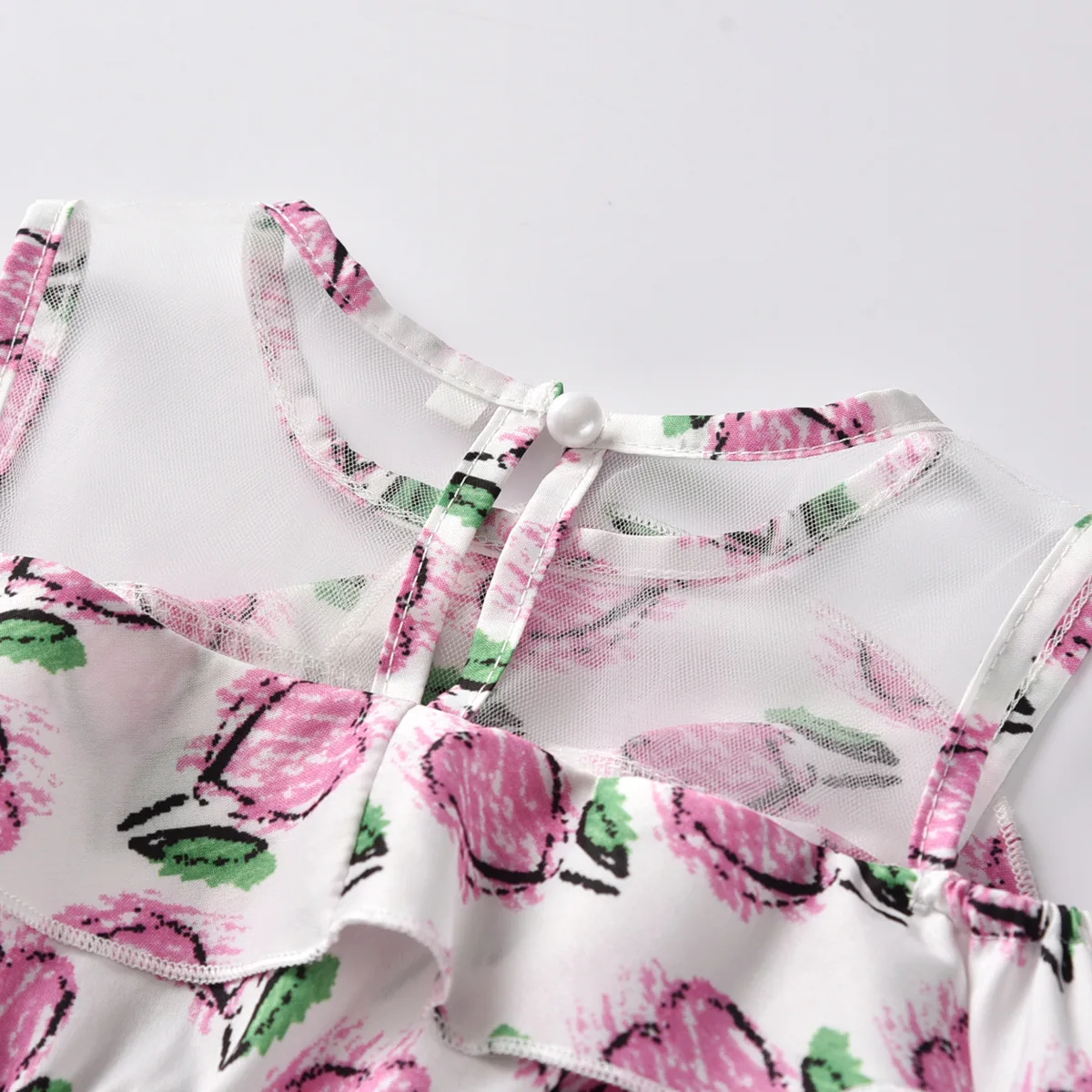Ruffles Party Gown Dresses Kids Girl Print Cotton Linen Dress New Children Clothing Princess pink heart Clothes | Детская одежда и