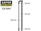 Спицы SAPIM CX-Ray Aero с лезвиями (J-Hook), прямые спицы CX RAY 2,0-0,9*2,2-2,0 мм, 206-306 мм