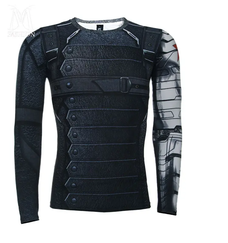 2016 футболка для косплея из фильма Капитан Америка 3 зимняя Однотонная костюм с