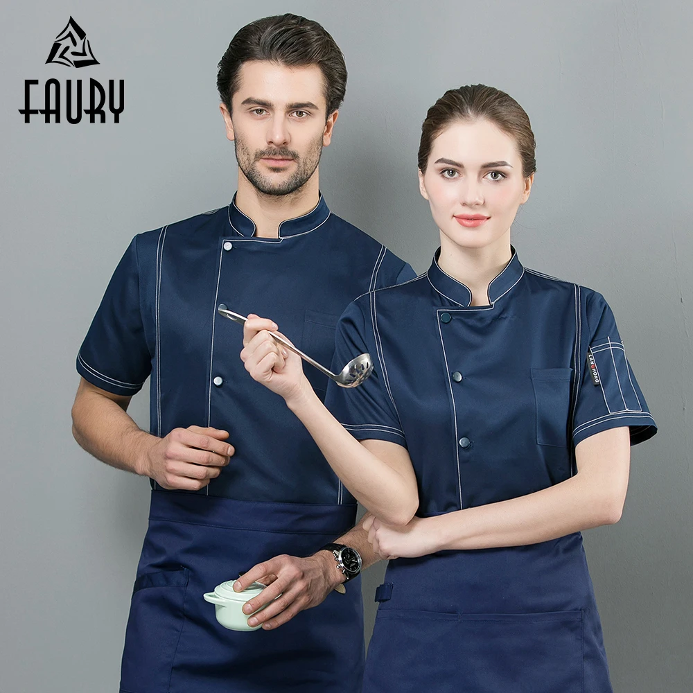 

2019 Unisex Kitchen Chef Restaurant Uniform Shirt Breathable Single Breasted Chef Jacket Work Clothes Cooking Bakery Workwear