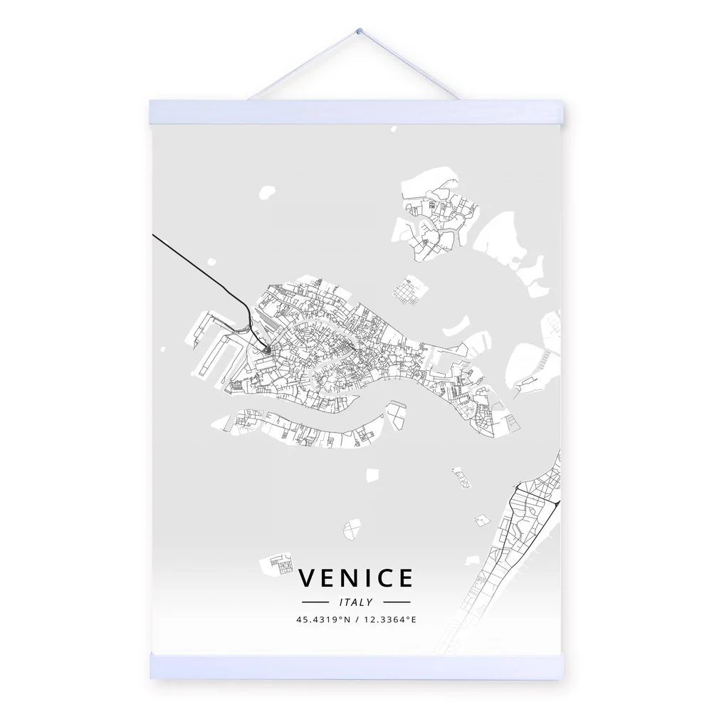 Венеция Италия Карта города деревянная рамка холст живопись домашний декор
