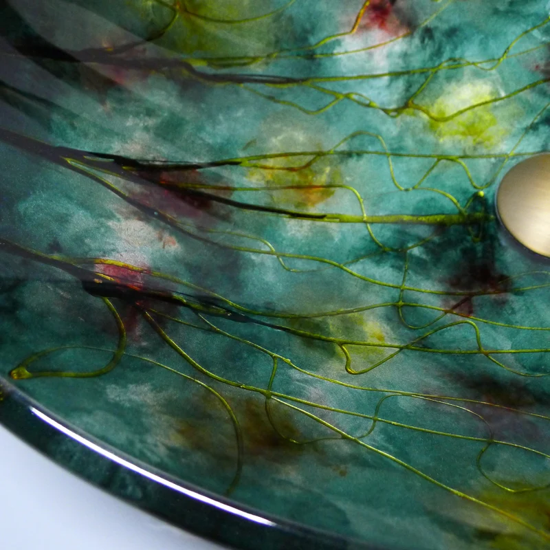 Овальный столешница из закаленного стекла для ванной комнаты умывальника