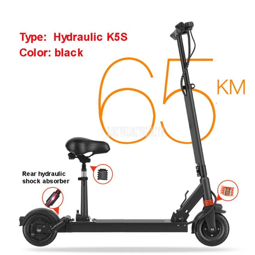 Hydraulic K5S Black K5S 500W Мощный двухколесный Умный складной электрический ножной скутер, велосипедный круиз скорость, скейтборд для взрослых, расстояние 50-65 км - Цвет: Hydraulic K5S Black