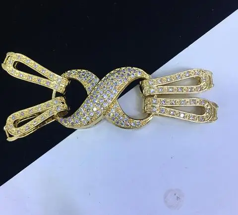 gold SHANICE двухрядные жемчужины 8 форма DIY Ювелирные изделия соединитель кубический цирконий CZ микро проложить крюк застежка кубический цирконий застежка DIY ювелирные изделия - Цвет: gold