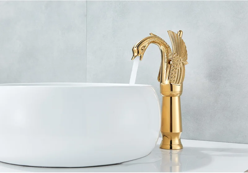 Лебедь форма GoldenBasin раковина кран столешница для ванной комнаты центральный смеситель кран хром одной Ручкой Лебедь холодная горячая вода кран