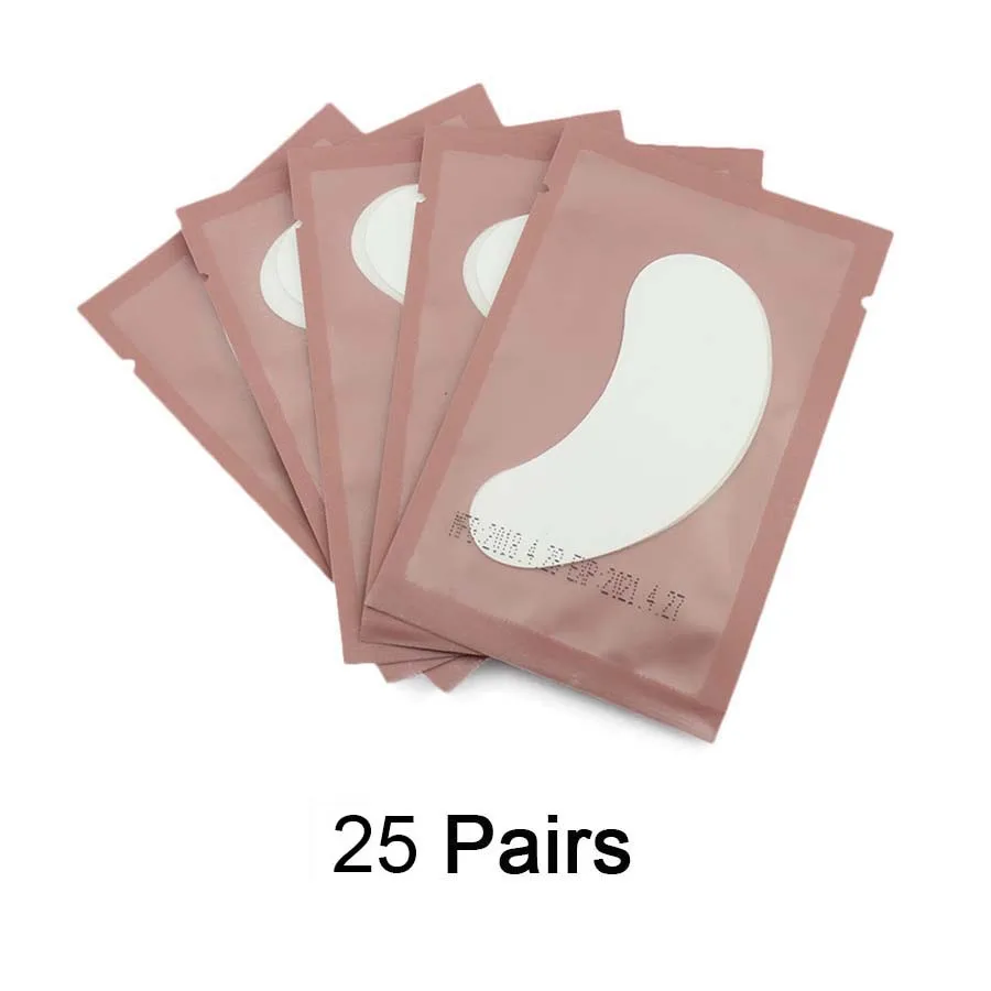 25Pairs pink Розовый Для женщин пучковые ресницы для наращивания, под гелевые подушечки для глаз Бумага стерильные силиконовая ресница патч ручной работы, инструменты для макияжа, 25/50/100 шт - Цвет: 25Pairs pink