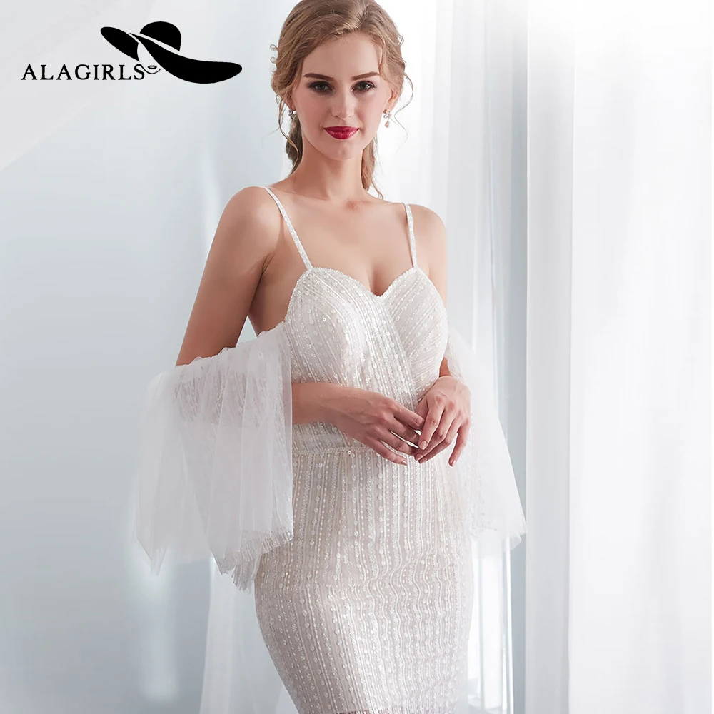 Alagirls Новое поступление свадебное платье Русалка на тонких бретельках 2020 Милое