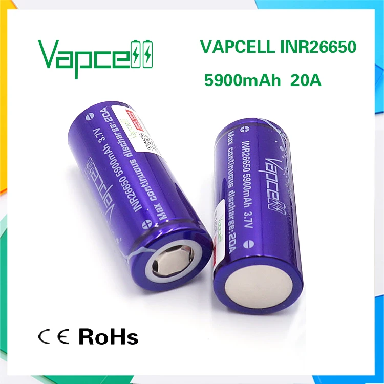 2 шт. VAPCELL INR26650 5900 мАч 20A аккумуляторная батарея INR 26650 большой емкости vape cell E-CIG IMR vs