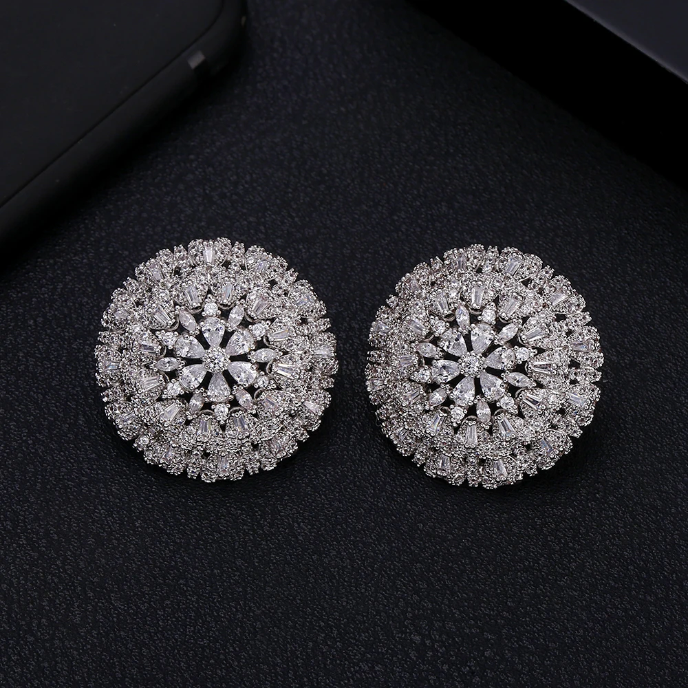 Знаменитый дизайн роскошные популярные 3 тона цветок серьги-гвоздики для женщин