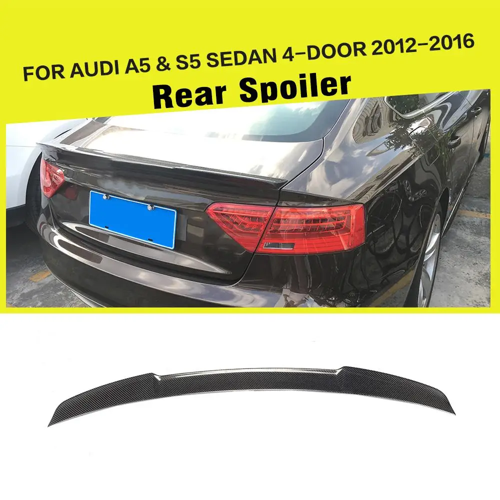 

Car-Styling Carbon Fiber / FRP Auto Racing Rear Trunk Spoiler Boot Lip Wing for Audi A5 S5 Sline Sedan 4-Door 2012 - 2016