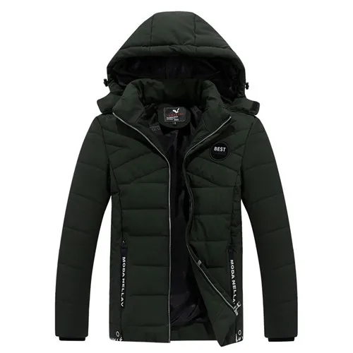 Green Grey TLZC, осенние мужские теплые пальто с хлопковой подкладкой, Мужская утолщенная куртка с капюшоном размера плюс L-4XL,, зимние мужские ветровки, ветрозащитные - Цвет: Green Grey